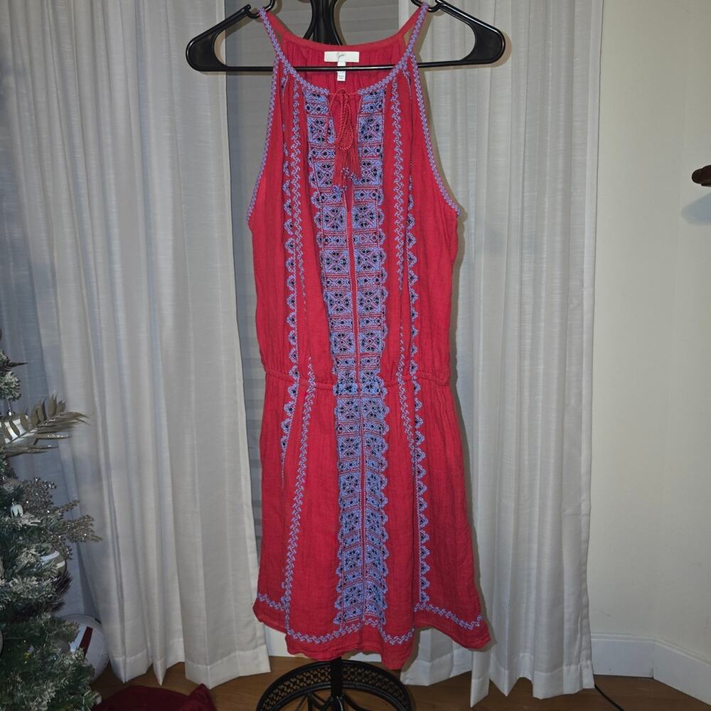 Joie Fuchsia Dress with Lavender Embroidery